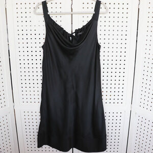 The Limited Black Silk Cowl Neck Lined Slip Dress Drawstring Size M